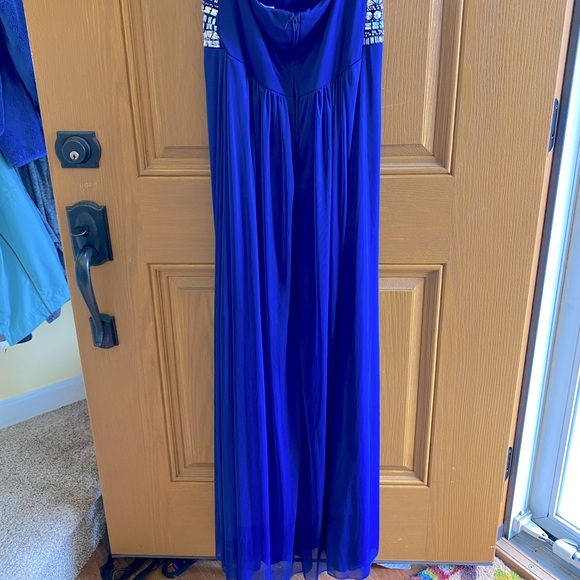 Crystal Top Strapless Chiffon Floor Length Gown - Picture 4 of 6